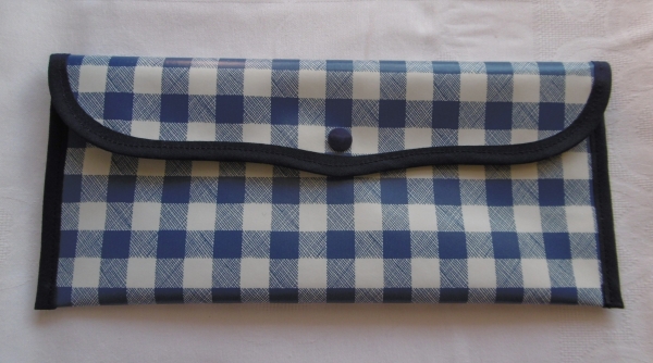 Cutlery bag checked dark blue white